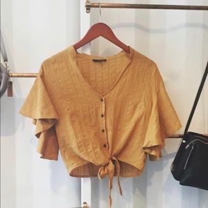 Mustard Tie up Crop Top